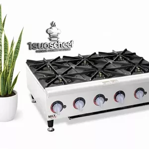 اجاق گاز ۶ شعله رومیزی صنعتی مکث ( silver MAX) - استیل ضدزنگ - مناسب فست‌فود و رستوران