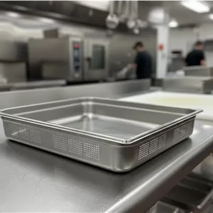 لگن بنماری پانچ استیل دو یکم 2/1 عمق 10 سانت  مکث سیلور