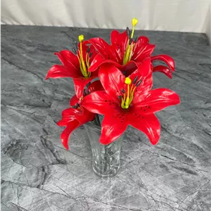 گل لیلیوم مصنوعی قرمز مجموعه10عددی