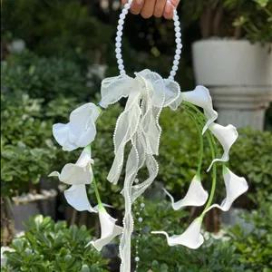 دسته گل عروس شیپوری مصنوعی مدل کیفی مرواریدی