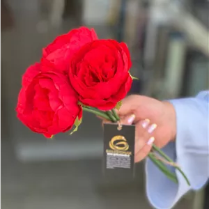 پیونی مصنوعی سایز بزرگ وارداتی رنگ قرمز مجموعه۴عددی