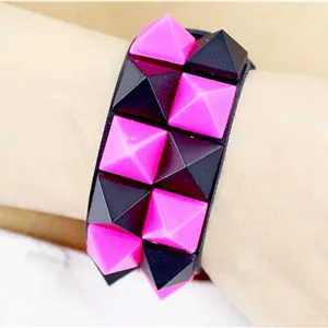 دستبند دو ردیف استاد شطرنجی (صورتی_مشکی)