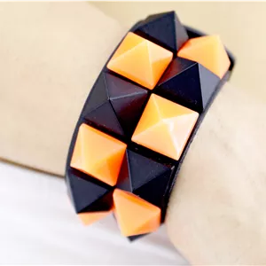 دستبند دو ردیف استاد شطرنجی(نارنجی-مشکی)