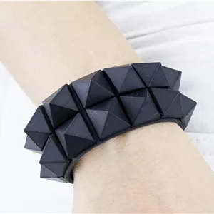 دستبند دو ردیف استاد مشکی بزرگ Eco