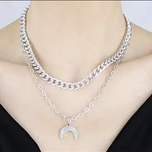 گردنبند دو لاین ماه کوچک گاتیک