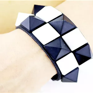 دستبند دو ردیف استاد شطرنجی(سفید-مشکی)