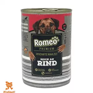 کنسرو غذای سگ رومئو با طعم گوشت گاو 400 گرمی