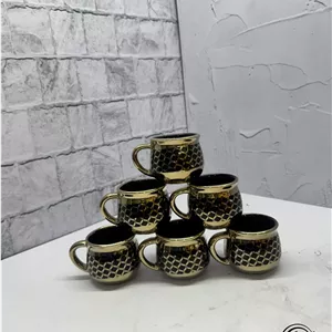 شات و فنجان قهوه رنگی لب طلا | سرویس فنجان شیک و لاکچری