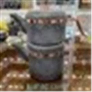 کتری قوری بریونی طرح چرم طوسی مسی