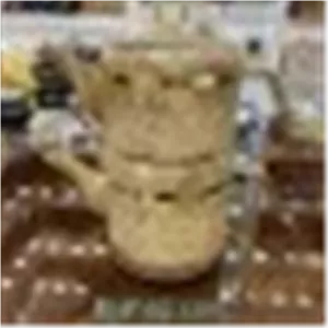 کتری قوری بریونی طرح چرم کرم طلایی