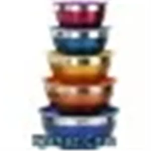 ست لگن استیل درب رنگی 5 عددی