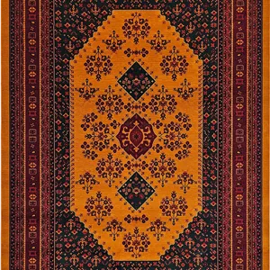 فرش طرح قشقایی مرینوس بافت کد711 دارچینی 700 شانه 100%اکریلیک