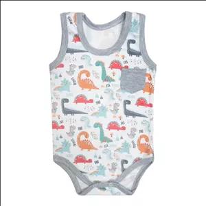 بادی زیردکمه دار رکابی نوزادی مدل دایناسور برند سپیدپوش