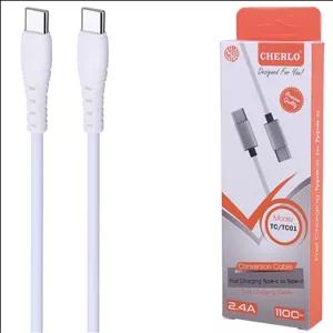 کابل دو سر تایپ سی فست شارژ 2.4 آمپر چرلو TC/TC01 طول 1.1 متر