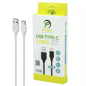 کابل تایپ سی فست شارژ P-net PT.200 2.4A 1m