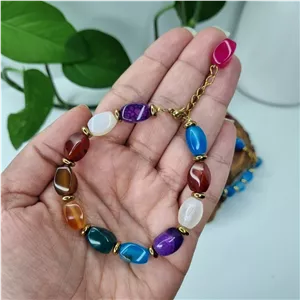 دستبند عقیق آبنباتی هفت چاکرا