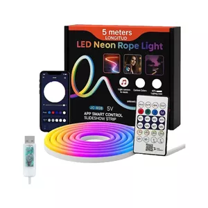 ریسه نئون فلکسی RGB-IC برنامه‌پذیر 5 متری رونده و حساس به صدا