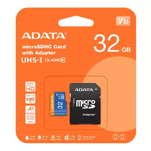 کارت حافظه‌ microSDHC ای دیتا مدل Premier کلاس 10 استاندارد UHS-I U1 سرعت 100MBps ظرفیت 32 گیگابایت به همراه آداپتور SD