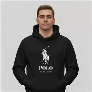هودی مشکی طرح برند پولو POLO | استایل اسپرت | کد BR069