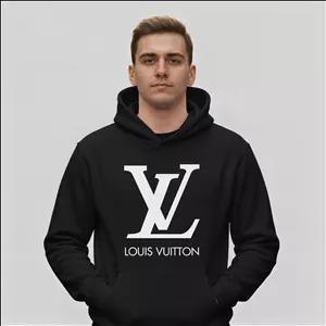 هودی مشکی طرح برند لویی ویتون Louis Vuitton | استایل لوکس | کد BR104