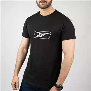 تیشرت آستین کوتاه مشکی طرح برند ریباک reebok | استایل مینیمال | کد BR150