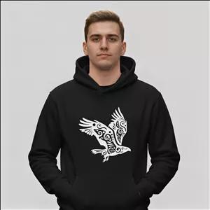 هودی مشکی طرح عقاب قومی Tribal Eagle | استایل هنری | کد AR097