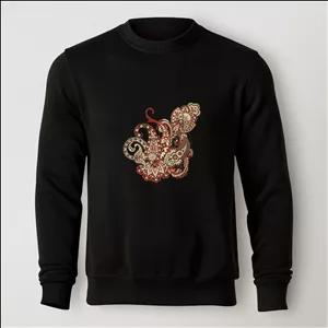 سویشرت دورس مشکی طرح بته‌جقه – نقش پیزلی (Paisley) | کد AR216