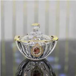 قندان پذیرایی | قندان استیج لب طلا گل رز کد 14