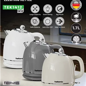 کتری برقی تلیونیکس Telionix مدل TEK1412 – ظرفیت 1.7 لیتر، بدنه دولایه و جوش‌آوری سریع با گارانتی اصالت وسلامت کالا