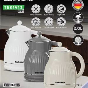 کتری برقی تلیونیکس مدل TEK1413 – طراحی آلمانی، دوجداره، ظرفیت ۲ لیتر، جوش‌آوری سریع با گارانتی اصالت و سلامت کالا