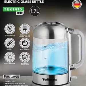 کتری برقی شیشه‌ای تلیونیکس مدل TEK1415 با گارانتی اصالت وسلامت کالا