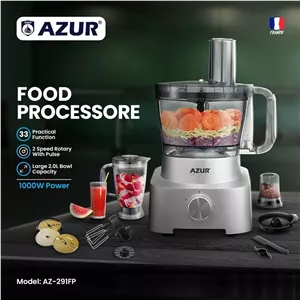 غذاساز چندکاره برند آزور AZURمدل AZ291FP ظرفیت ۲ لیتر بدنه آلومینیومی با 24 ماه گارانتی شرکتی