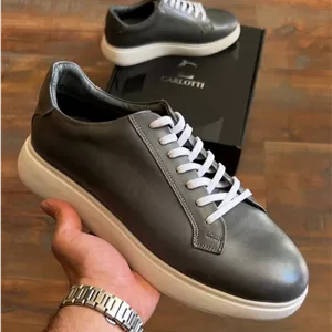 کفش چرم طبیعی روزمره طوسی کد sho156