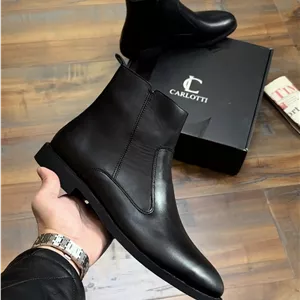 بوت چرم طبیعی تک زیپ مشکی کد sho136