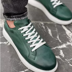 کفش چرم طبیعی روزمره سبز کد sho152