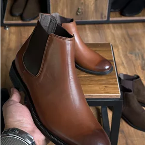 نیم بوت چلسی چرم طبیعی قهوه ای sho131