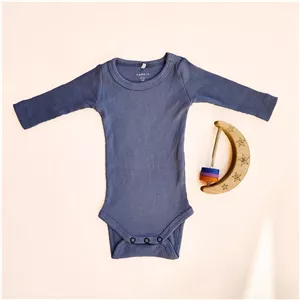 بادی آستین بلند کبریتی ساده رنگ آبی طوسی برند Name It