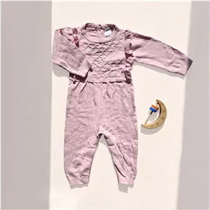 سرهمی نوزادی بافت وارداتی چین دار طرح گل رنگ صورتی برند Carters