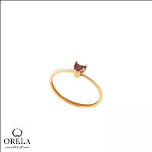 انگشتر طلا 18 عیار تک نگین طرح قلب