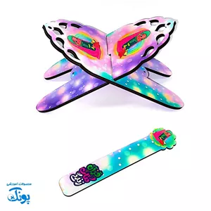 رحل قرآن و نشانگر دخترانه بنفش مناسب جشن آسمانی تکلیف چوبی