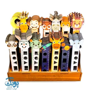 خط کش چوبی ۱۵ سانت شابلون دار حیوانات