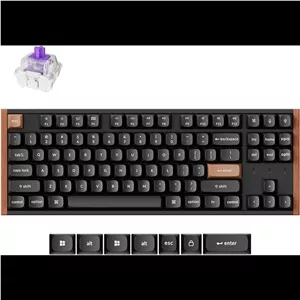 Keychron K8 HE – کیبورد مکانیکی بی‌سیم TKL با سوئیچ مغناطیسی هال افکت آلومینیوم چوبی