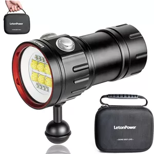 LetonPower Sealion B24 – چراغ قوه غواصی 9000 لومن با 3 نور رنگی و شاخص CRI 90