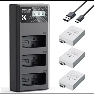 K&F CONCEPT LP-E8 Battery and LCD Charger – کیت 3 عددی باتری و شارژر LCD
