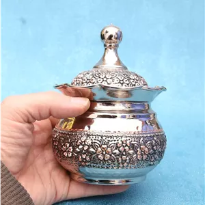 قندان مسی بدون پایه الماس تراش گلسا با آبکاری کروم