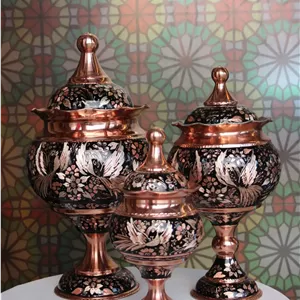 قندان مسی الماس تراش طرح هما