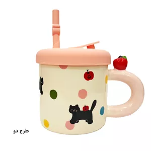 ماگ سرامیکی با درب سیلیکونی مدل بلک کت