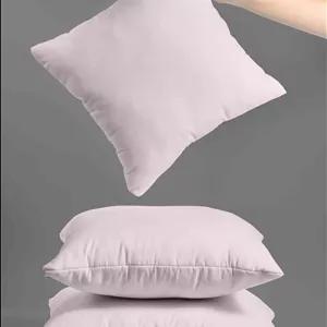 روکش کوسن ساده مخمل کالیفرنیا رنگ صورتی 3عددی زیب مخفی