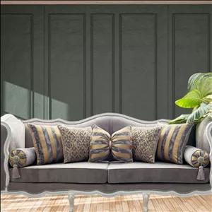 کوسن طرح خاتون رنگ طوسی و طوسی خردلی