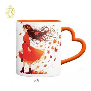 ماگ دختر مهر ماهی دسته قلبی کد 9248